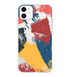 Apple iPhone 11 Uyumlu Kapak Brush Stroke Tasarımlı Şeffaf Silikon Kılıf