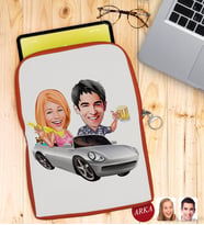 BK Gift Kişiye Özel Sevgililer Karikatürlü Taşınabilir Koruyucu Tablet Kılıfı & Organizer Çanta - Turuncu-53