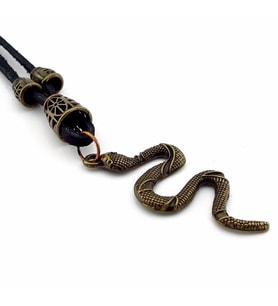 ANTİK SARI RENKLİ YILAN DERİ METAL ERKEK KOLYE Q0584