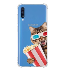 PrintiFy Samsung Galaxy A70 Uyumlu Kedi 1 Baskılı Şeffaf Köşe Korumalı Antişok Kılıf