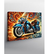 Kanvas Tablo Chopper Motosiklet Alevlerde