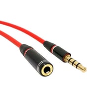 3.5 mm Stereo 4 Boğumlu (TRRS) Kırmızı Uzatma Kablosu 1.2 Metre