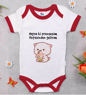 BK Kids Prensesim Üstesinden Gelirim Tasarımlı Kırmızı Bebek Body Zıbın-1