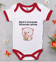 BK Kids Prensesim Üstesinden Gelirim Tasarımlı Kırmızı Bebek Body Zıbın-1