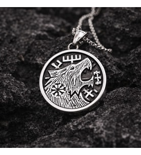 Çift Taraflı Kullanım Paslanmaz Çelik Norse Gotik Tasarım Viking Kurt Kolye