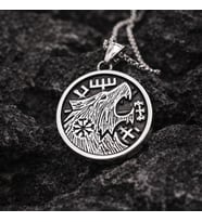 Çift Taraflı Kullanım Paslanmaz Çelik Norse Gotik Tasarım Viking Kurt Kolye