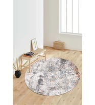Dijital Baskılı Kaymaz Taban Yıkanabilir Yuvarlak Salon Halısı Koridor Halısı Paspas NDY-HT-133 (Gri)