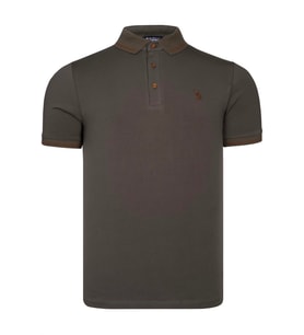 T8586 DEWBERRY ERKEK POLO YAKA T-SHIRT-DÜZ HAKİ (Karışık)