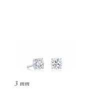 Gümüş Yuvarlak Tek Taş Zirkon Küpe - 3 mm