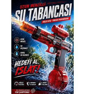 Şarjlı Otomatik Su Tabancası Oyuncak Geri Tepme Efektli Geniş Su Hazneli Uzun Menzilli Su Silahı