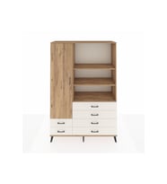 Hyperion Dolap 7 Raflı 6 Çekmeceli Tek Kapaklı  132x44x195 Çam-Çam/Aytaşı