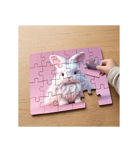 Sevimli Beyaz Tavşan Tasarımlı 24 Parça Ahşap Çocuk Puzzle MPK0068