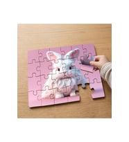 Sevimli Beyaz Tavşan Tasarımlı 24 Parça Ahşap Çocuk Puzzle MPK0068