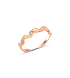 Gümüş rose zirkon taşlı alttan ayarlanabilir sarmaşık yüzük SGTL12234ROSE