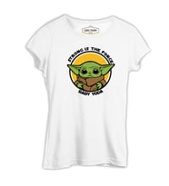 Baby Yoda - Strong Beyaz Kadın Tshirt