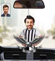 Kişiye Özel Siyah Beyaz Taraftar Tasarımlı Karikatür Araba Dikiz Ayna Süsü