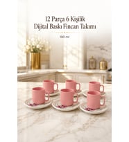Seramik 12 Parça 6 Kişilik Türk Kahvesi Fincan Takımı 100 ml Kahve Seti