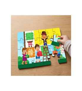 Oyun Oynayan Mutlu Çocuklar Tasarımlı 24 Parça Ahşap Çocuk Puzzle