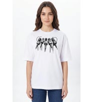 Podcast ve Mikrofon Baskılı Tişört - %100 Pamuk Unisex Bisiklet Yaka T-Shirt