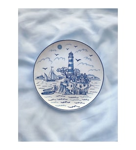 Deniz Feneri Desenli Duvar Tabağı Dekoratif Bahçe Balkon Mutfak Salon Duvar Süsü No:183
