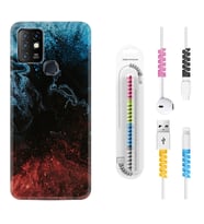 INFINIX Hot 8 9 10 11S Hot 10 Play 10T Kılıf Kablo Koruma Spiral Silikon Red Blue Black Abstact 1386
