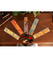 %100 El Yapımı Orjinal Ebru Sanatı Desen ve Renkli Kitap Ayraçları 19x5cm (Açık Yeşil)