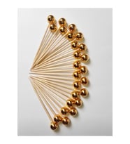 25 Adet Gold Parlak Boncuklu Pasta Kürdanı 6 Cm - Pasta Süsü- Kokteyl Kürdan