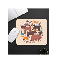 Bej Renk Hayvan Motifli Mouse Pad 23x19cm Fare Altlığı Kaydırmaz Taban De585