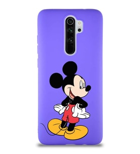 Xiaomi Redmi Note 8 Pro Soft Premier Kapak Mickey Mouse-D Tasarımlı Silikon Kılıf - Mor (Şeffaf)