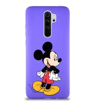 Xiaomi Redmi Note 8 Pro Soft Premier Kapak Mickey Mouse-D Tasarımlı Silikon Kılıf - Mor (Şeffaf)