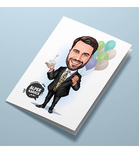 Kişiye Özel Doğum Günü Erkeği Karikatürlü Tebrik Kartı
