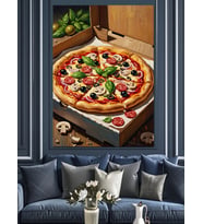 Kutuda Taze Ve Nefis Pizza Dekoratif Kanvas - Mdf Ahşap Tablo