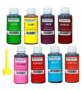 Perfection CHEF 8'li Sıvı Su Bazlı Likit Gıda Boyası Bordo Pembe Turuncu Sarı Kırmızı Mavi Yeşil Mor 8 X 100 gr .