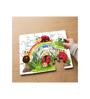Sevimli Uğurböcekleri - Rainbow Tasarımlı 24 Parça Ahşap Çocuk Puzzle MPK0745