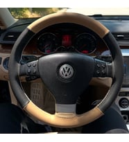 DİKİŞLİ DİREKSİYON KILIFI NOKTALI DERİ TABA DERİ BEJ DİKİSLİ VW PASSAT İÇİN