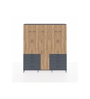 Arges Dolap 8 Raflı 8 Çekmeceli 3 Askılı 220x30x243 Antrasit-Çam/Antrasit
