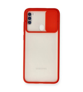 Samsung Galaxy A11 Kılıf Palm Buzlu Kamera Sürgülü Silikon - Kırmızı