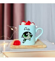 Power Puff Girls ( Buttercup ) Tasarımlı Kişiye Özel Yeşil Türk Kahvesi Fincanı