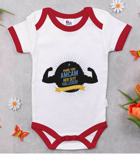 BK Kids Amcam Her Şeyi Halleder Tasarımlı Kırmızı Bebek Body Zıbın-1