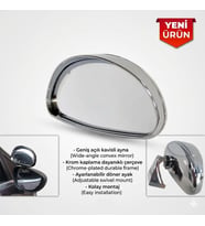 Kör Nokta Ayna Sürücü Kursu Eğitmen Ayna Üstü Dış Ilave Ayna Krom Nikel 14x7,5 Cm