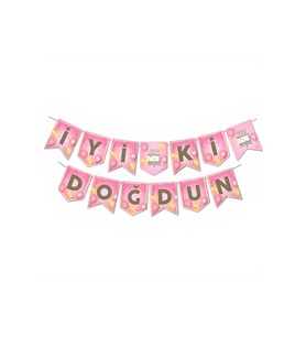 Zikzak Banner Ofset Pembe Gold Iyi Ki Doğdun M385