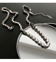 Chavin Gri Parlak 316 L Çelik Halep Zincir Bayan Kolye ev05by