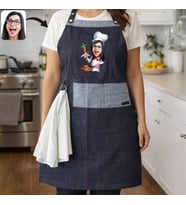 BK Gift Kişiye Özel Karikatürlü Pamuk Denim Havlu Detaylı Mutfak Önlüğü -3, Aşçı ve Şef Önlüğü, Ev Hediyesi