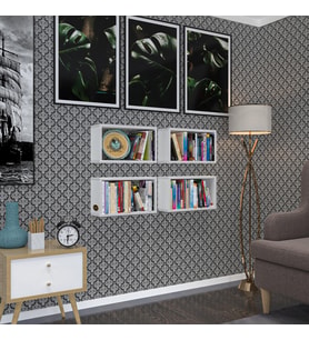Kenzlife duvar rafı kitaplık hülas byz 022*039*13 dörtlü duvara asma aparatlıdır 4 adet