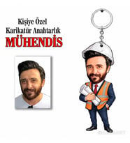 Fotoğraftan Kişiye Özel Kişiye Mühendis Anahtarlık Karikatürlü 8 cm MDF Anahtarlık - Mühendis Hediyesi Mühendise ve Teknik Meslek Sahibine Hediye