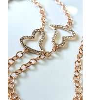 Gözlük Zinciri – Zirkon Taşlı Kalp Figürlü, Rose Rengi Kaplamalı Zincir – ThinBlack® Narin Serisi (Rose Gold Altın)