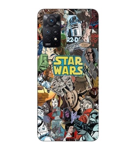 Redmi Note 11S - Note 11 Uyumlu Star Wars Kolaj Tasarımlı Şeffaf Telefon Kılıfı
