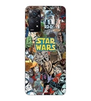 Redmi Note 11S - Note 11 Uyumlu Star Wars Kolaj Tasarımlı Şeffaf Telefon Kılıfı