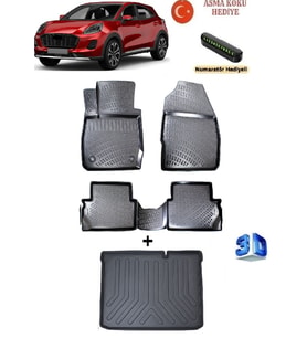 Rizline Ford Puma 2019 Sonrası Uyumlu 3D Havuzlu Paspas ve ALT Bagaj Havuzu Seti ASMA KOKU VE NUMARATÖR HEDİYELİ