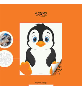 penguen Çocuklar İçin Sayılarla Boyama Seti 30x40cm (Tuvale Gerili)